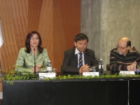 Dr. Romana Jordan Cizelj, dr. Andrej Stritar, prof. dr. Borut Bohanec. Eko konferenca - panel »Energetika včeraj, danes, jutri«. Ljubljana, 20. 4. 2011.